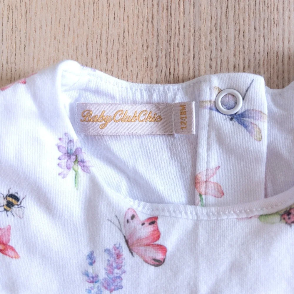 Baby Club Chic Floral Smocked Pima Cotton Dress White Garden Baby 12-18 Months